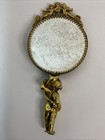Vintage Gold Gilt Cherub Hand Mirror Vanity Hollywood Regency Ormolu Style