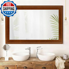 Rustic Wood Wall Mirror For Bathroom rectangle 24 X 36 Inch Hanging Vanity Mirro