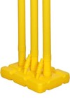Heavy Plastic Cricket Stumps Set - 4 Stumps   2 Bails   2 Stand  yellow  plastic