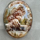 Fedoskino Lacquer Miniature Landscape Plaque Hand Painted Signed Framed