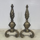 Antique Brass Fire Dogs Andirons Fireplace Decoration Victorian 38cm Tall