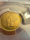 1857 Three Dollar Indian Gold Coin  3 - Certified Pcgs Au Details - Rare Coin 