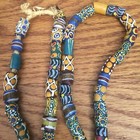 Vintage African Glass Beaded Necklace Tribal Hand-painted Multicolor Made Ghana