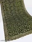 Green Embroidery Velvet Dupatta For Bride And Women Velvet Shawl Odhani Veil