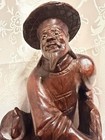 Vintage Chinese Hand Carved Wood Fisherman Figure Rosewood Statue 10   