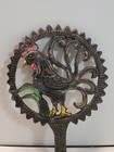 Vintage Rooster Chicken Kitchen Trivet Cast Iron Footed Farm Art Deco