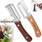 2pcs 3-in-1 Multifunctional Vegetable Peeler With Wooden Handle julienne Slicer
