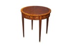 Baker Federal Hepplewhite Style Mahogany Round Inlaid Side Table Pullout Trays