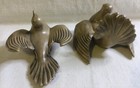 Love Doves Bird Pair Figurines Brown Vintage 1980   s Ceramic Hand Painted Molds