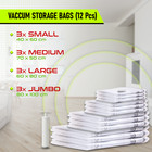 Vacuum Storage Bags     Space Saver For Clothes   Travel With Hand Pump - 12 Pack