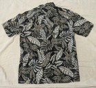 Men s Vintage Columbia Black Beige Tropical Button Down Short Sleeve Shirt Sz M