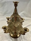 Vintage Brass Christmas Tree 5 Candle Holder Made In India  Unique Holiday Decor