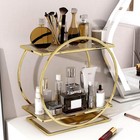 Makeup Organizer 2 Tier Bathroom Counter Makeup Storage Rack Perfume Trays Gold