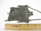 Antique Silver Mesh Chatelaine Coin Purse Chain German Silver Floral Patina
