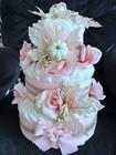 Elegant Pink Diaper Cake Baby Shower centerpiece Girl
