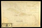 Antique Caribbean Map Of The West Indies Cuba Puerto Rico Jamaica Original Atlas
