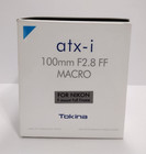 Tokina Atx-i 100mm F2 8 Full Frame Macro Lens For Nikon F-mount Cameras Unused