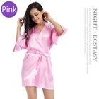 Us Stock   women Robe Silk Satin Robes Wedding Bridesmaid Bride Gown Kimono Solid