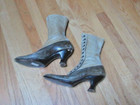 Antique Rosenthal   s Edwardian 1918 Ladies High Top Shoe Button Shoes 2-tone Tan