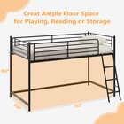 Low Loft Bed With Inclined Ladder  Metal Twin Size Bed Frame With 15    Guardrail