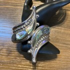 Vintage Sterling Silver   Abalone Mexico Taxco F Balladares B Signed Clamper