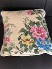Decorative Pillow  Floral Needlelpoint Design  14 X 14 In  Excellent Condition 