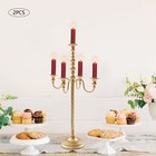 2 Pieces 5-arm Vintage Candle Holders Gold Candle Stand Heavy Duty Festivals Us