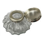 3  Clear Swirl Thick Glass Inkwell With Ink- Antique Vintage Style