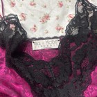 Vintage Val Mode Women s Full Slip M Purple Floral Black Lace 1980   s