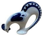 Gzhel Rooster Figurine Blue White Porcelain Russian Folk Art Hand Painted Ussr