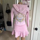 Vintage Juicy Couture Y2k Logo Pink Tracksuit Set 2-piece Size Xs