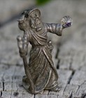 Vintage Pewter Miniature Figurine Wizard With Crystal Ball Made In Usa 1980 s