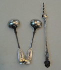 2 Victorian Sterling Silver Condiment Spoons 1842  Wallace Sterling Butter Pick 