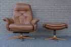 Mid Century Danish Modern G  te M  bler Tan Recliner Chair W  Ottoman - Sweden