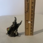 Vintage Miniature Pewter Wizard Figurine With Staff And Crystal Ball Fantasy