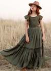 Summer Girls Lace Cotton Long Dresses Baby Kids Flower Wedding Princess Dress