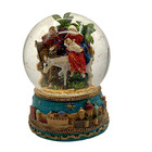 Christmas Snow Globe   Music Box Joseph Mary Donkey With Baby Jesus Silent Night