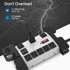 Heavy Duty Power Strip With Usb  Workshop 8 Outlet Surge Protector 2700 Joules  