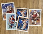 Five 1995 Usps Xmas Stamp 2 Sided Display Posters Victorian Santa Midnight Angel