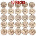 10pcs Unpainted Wood Rosettes Carved Onlays Appliques Fancy For Door Wall Mirror