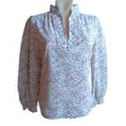 Medium 70 s Hippy Vintage Floral Print Cotton Blouse Stand Collar Groovy Usa