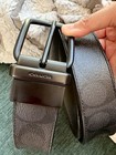 Coach Leather canvas Belt For Men With Signature Logo Black gray One Size  198