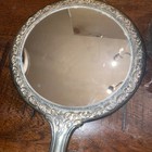 Vintage Silver Plated Vanity Dresser Set  Brush  Mirror  Powder Dish   Comb 