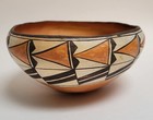 Antique Acoma Native American Indian Pottery Bowl Hand-painted Geometric Motif