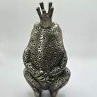 Vintage Brass Frog Prince Statue Silver Tone