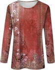 Women s Floral Print 3 4 Long Sleeve Casual Loose Round Neck Blouse Size Large