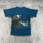 Vintage Signal Sport Shirt Mens Medium Blue Green Bald Eagles All Over Print