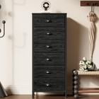 Furnulem Tall Dresser With 6 11 5 d X 16 w X 39 6 h  6 Drawers   Black Oak 