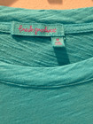 Fresh Produce Turquoise Long-sleeve Scoop Neck Top 100  Cotton Rounded Hemline M