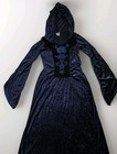 Renaissance Medieval Lavender Velvet Costume Dress Maxi Hooded Dark Fairy M-l